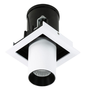 Lampa podtynkowa biała tubka z czarnym kwadratowa regulowana Italux GL7117-1/12W 4000K WH+BL Mercanta Single LED 12W 4000K