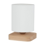 Lampa nocna kwadratowa podstawa drewniana biały abażur z tkaniny Spot-Light 7522174 Jenta E27 20cm