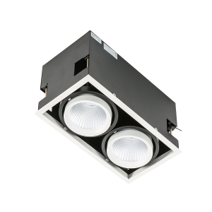 Lampa podtynkowa box prostokątny dwa reflektorki oczka biało czarne Italux GL7108-2/2X18W 4000K WH+BL Vertico Double
