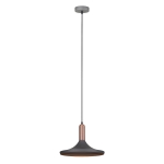 Lampa wisząca czarny metalowy abażur okrągły kapelusz nad stół Italux MDM-3027/1 GR+RC Lusty 1xE27