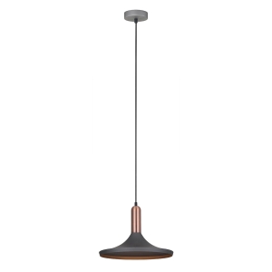 Lampa wisząca czarny metalowy abażur okrągły kapelusz nad stół Italux MDM-3027/1 GR+RC Lusty 1xE27