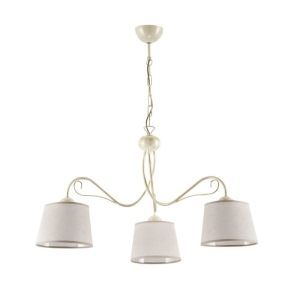 Szeroki wiszący żyrandol stare złoto z abażurami cappucino Jupiter 1353 Kamelia 3xE27 80cm