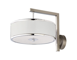 Biały kinkiet z dodatkiem chromu i mlecznym spodem na okrągłym kloszu Jupiter 1224 Jazz E14