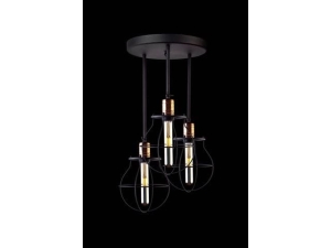 Czarna industrialna metalowa lampa sufitowa z miedzianymi dodatkami Nowodvorski 9740 Manufacture III 3xE27 62cm x 35cm