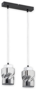 Czarna lampa wisząca z dwoma chromowanymi szklanymi kloszami Lemir O2962 W2 CZA + CH Meru 2xE27