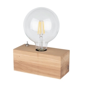 Drewniana lampa nocna z USB i włącznikiem bryła z drewna dębowego Spot-Light 7461174 Theo E27 8cm x 18cm