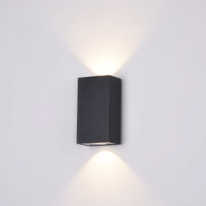 Lampa zewnętrzna ścienna kinkiet na elewację płaski góra dół Maytoni O581WL-L6B Times Square LED 6W 3000K IP54 5x9x16cm czarny