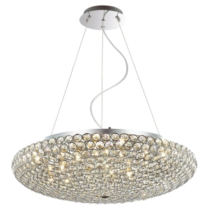 Szeroki chromowany żyrandol lampa wisząca z kryształowymi oczkami Italux MA04995CA-012 Santo 12xG9 65cm x 120cm