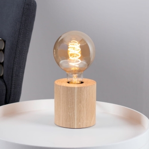 Lampa nocna walec drewniany dębowy na żarówkę dekoracyjną Nocna Spot-Light 7079174 Trongo Round E27 10x10 cm