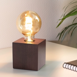Lampa nocna nowoczesna drewniana bukowa podstawa box Spot-Light 7171976 Drewno Bukowe Trongo Square E27 10x10cm