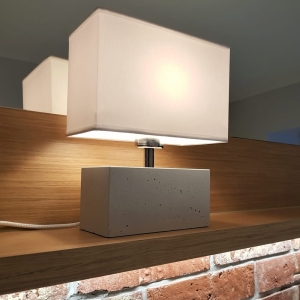 Lampa nocna betonowa bryła szara z białym abażurem z tkaniny Spot-Light 7381936 Strong Double E27 27cm
