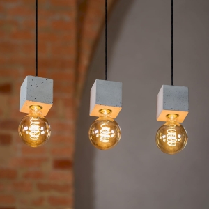Lampa wisząca na betonowej listwie z sześciennymi oprawkami Spot-Light 7089336 Strong Square 3xE27 100cm x 55cm