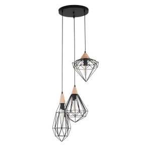 Lampa wisząca nad stół trzy foremne metalowe klosze Italux MDM-2591/3 BK Maelle 3xE27 45cm x 120cm