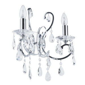 Lampa ścienna kinkiet chromowany z kryształkami dwa świeczniki w stylu glamour Italux MB72709-2A Barocco Chrome 2xE14