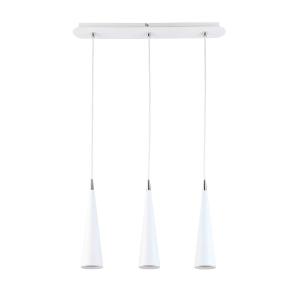 Lampa wisząca biała trzy tubki wąskie stożki na listwie nad stół Italux FH31803-AJ13 WH Pietro 3xGU10