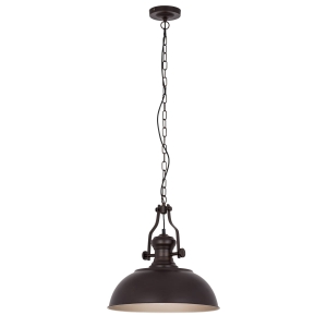 Lampa wisząca czarno brązowa ze złotym wnętrzem abażur metalowy stylizowany industrialny na dekoracyjnym łańcuchu Italux MDM-2646/1 BR+GD Rosalia 1xE27 41cm