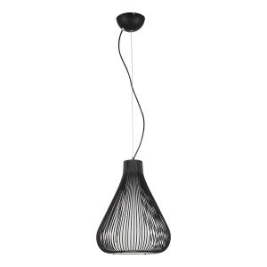 Lampa wisząca biały abażur z tkaniny czarne metalowe pręty w stylu minimalistycznym w kształcie gruszki Italux MDM2245-1 Inksis 1xE27