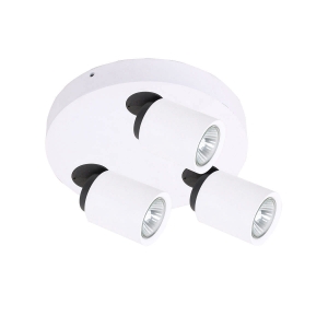 Lampa sufitowa biała okrągła trzy reflektorki z czarnym dodatkiem regulowane Italux FH31313B Lucien 3xGU10 21cm
