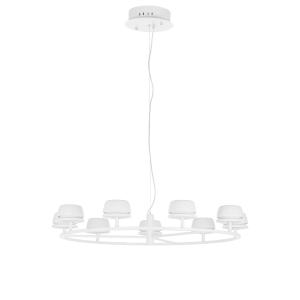 Biała lampa wisząca szeroka obręcz z metalowymi kloszami Italux AD16004-9A WH Miranda LED 56W 3000K 83cm