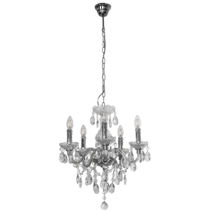 Lampa wisząca żyrandol klasyczny kryształowy srebrny chrom świecznikowy Italux L.90690/5CLE Whiz 5xE14 113x48cm