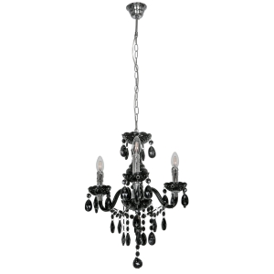 Lampa wisząca żyrandol stylizowany dekoracyjny metalowy świecznik na trzy żarówki dekoracyjne czarne girlandy z kryształków Italux L.90690/3BL Whiz 3xE14 48cm