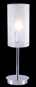 Lampa nocna szklany walcowy podłużny wąski abażur z dekorem metalowa chromowana podstawa Biurkowa Italux MTM1672/1 Valve 1xE27 48cm