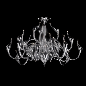 Rozległy designerski chromowany żyrandol do dużych pomieszczeń Italux MX8098-24A CH Swan 24xG4 81cm x 110cm