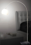 Chromowana duża lampa podłogowa łuk z szklanym białym kloszem Italux ML4906-1A Piegano E27 190cm