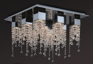 Foremna lampa sufitowa z wiszącymi kryształkami Italux MX93708-9B Larix 9xGU10 36cm x 56cm