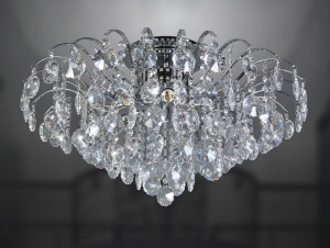 Szeroki kryształowy żyrandol z chromowanym stelażem Italux MD30196/6 Firenza 6xE14 35cm x 62cm