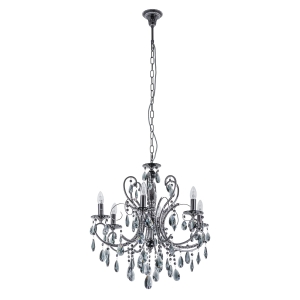 Żyrandol w stylu glamour z czarnym stelażem i kryształkami na łańcuchu Italux MD72709-6B Barocco Black6xE14 64cm x 150cm