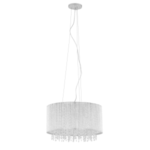 Okrągła srebrna lampa wisząca z kryształkami wewnątrz klosza Italux P0207-07D-F4QL Anabella 7xG9 43cm x 150cm