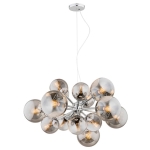 Lampa wisząca szklane grafitowe klosze na chromowanym stelażu Argon 5022 Satelite 15xE27 80cm