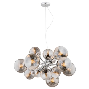 Lampa wisząca szklane grafitowe klosze na chromowanym stelażu Argon 5022 Satelite 15xE27 80cm