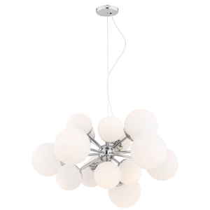 Lampa wisząca szklane klosze opal na chromowanym stelażu Argon 5021 Satelite 15xE27 80cm