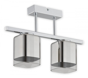 Srebrna lampa sufitowa z dwoma chromowanymi kloszami Lemir O2312 P2 CH Savia 2xE27