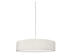 Biała lampa wisząca z okrągłym materiałowym abażurem do salonu Nowodvorski 8945 Turda III 3xE27 50cm x 110cm