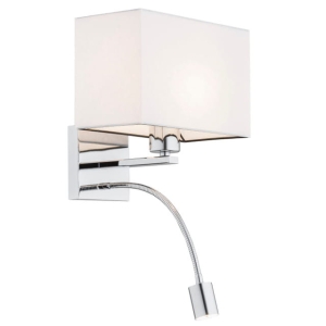 Lampa ścienna kinkiet z abażurem i reflektorem Argon 867 Hilary E27 i LED 4,5W 3000K chrom biały
