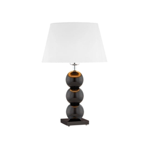 Lampa nocna czarna szklana podstawa biały abażur Argon 4058 Fudżi E27 55x30cm