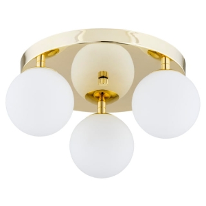 Lampa sufitowa plafon złota podstawa i białe szklane kule Argon 1413 Flavio 3xE14