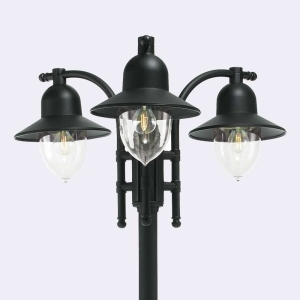 Zewnętrzna biała latarnia ogrodowa stojąca z trzema kloszami Norlys 373W Como 3xE27 IP54 182-249cm x 78cm