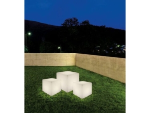 Zewnętrzna lampa stojąca biała kostka świecący sześcian na taras Nowodvorski 8965 Cumulus Cube L E27 IP44 60cm