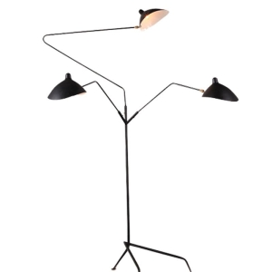 Duża czarna lampa podłogowa trzy rozległe ramiona z kloszami Step Into Design F8703 Crane 3F 3xE27 210cm x 135cm