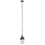 Brązowa industrialna lampa wisząca obudowany klosz Mexlite 7890B Ebbe E27 17cm
