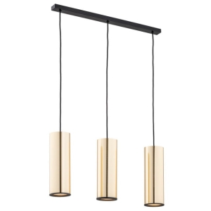 Lampa wisząca trzy mosiężne walce na listwie Argon 1486 Linea 3xE27