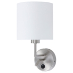 Srebrna nowoczesna lampa ścienna kinkiet biały abażur Mexlite 1562ST Noor 2xE27 18cm