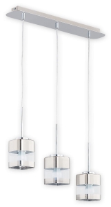 Lampa wisząca z trzema chromowanymi kloszami na listwie Lemir O2613 W3 CH Chroms 3xE27