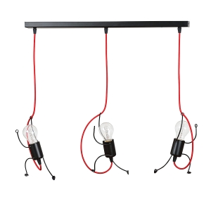 Lampa wisząca nowoczesna trzy ludziki trzymające przewód żarówkę Emibig 537/3 Bobi 3 Black 3xE27