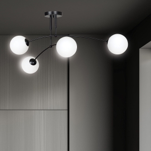Lampa sufitowa cztery szklane kule Emibig 670/4 Pregos 4 Black 4xE14 30cm x 60cm czarny biały