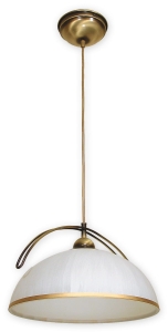 Kopułowa lampa wisząca z malowanym szklanym kloszem i patynowanymi dodatkami Lemir O1487 PAT Flex E27 36cm